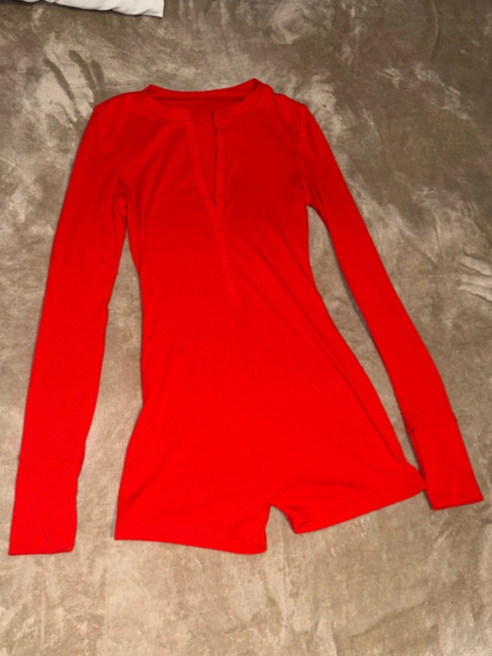 Red Long-Sleeve Romper